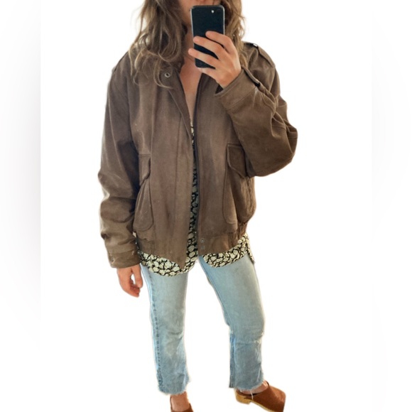 Vintage Jackets & Blazers - Vintage Brown Leather Bomber